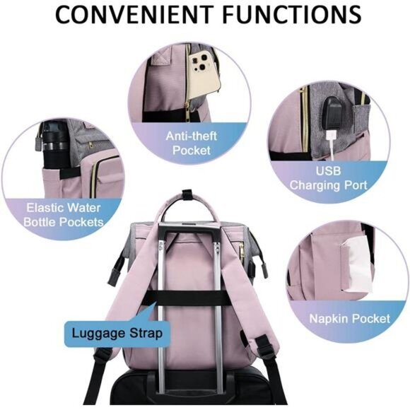 Laptop Backpack for Women Fashion Business Computer Backpack Travel Bags 7-Inch - Picture 5 of 6